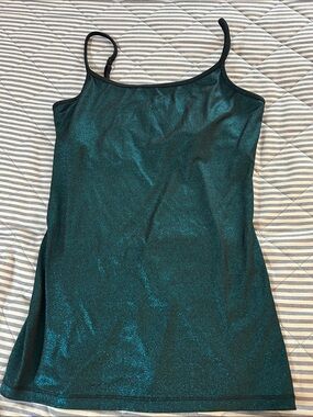 Express Teal Shimmer Cropped Tank